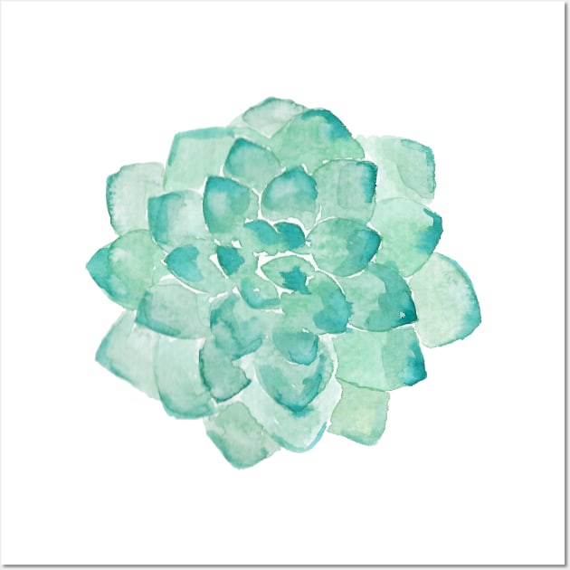 Watercolor Succulent print in seafoam green Wall Art by peggieprints